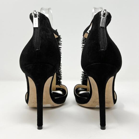 Jimmy Choo Black Suede & Mesh Embellished “Felina” Sandals – Size 39 - Picture 6 of 8